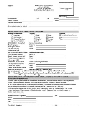 Student Asthma Emergency Health Care Plan