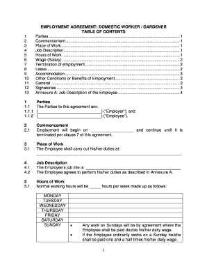 Domestic Worker Employment Agreement