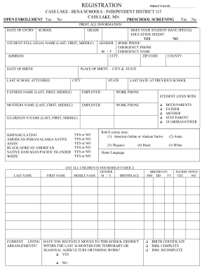 Minnesota Student Registration Form