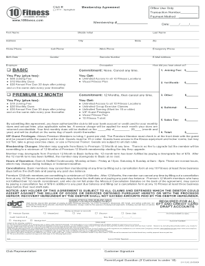 10 Fitness Membership Agreement