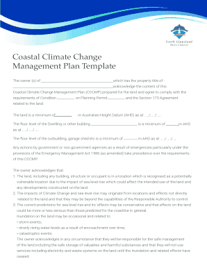Coastal Climate Change Management Plan Template