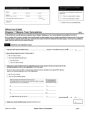 Chapter 7 Means Test Calculation