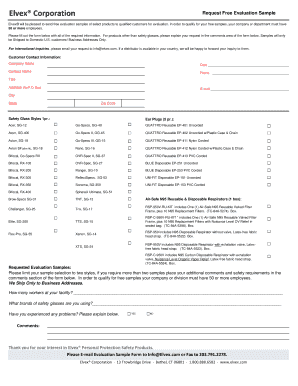 Elvex Free Evaluation Sample Request Form