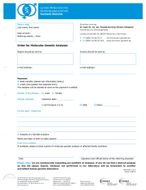 Auftrag für Molekulargenetische Analysen