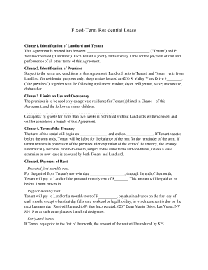 Fixed-Term Residential Lease Agreement