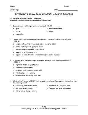 AP Biology Unit 9 Review Questions