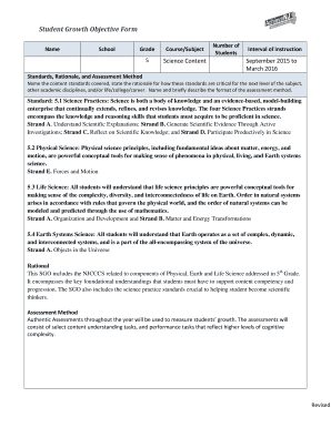 Student Growth Objective Form