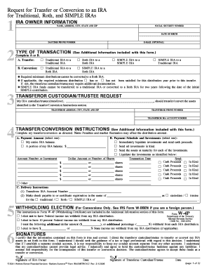 Request for Transfer or Conversion to an IRA