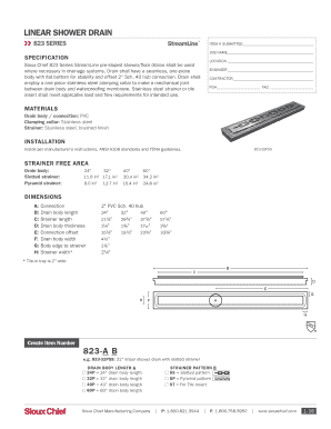 Sioux Chief 823 Series StreamLine Shower Drain Specification