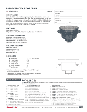 Sioux Chief 860 Series FatMax Floor Drain Specification