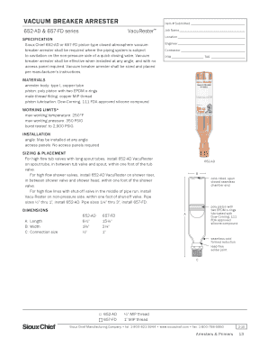 Vacuum Breaker Arrester Installation Form