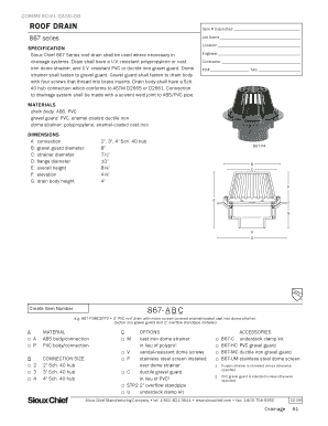 Roof Drain Specification Form