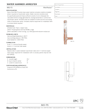 Water Hammer Arrestor Installation Specification