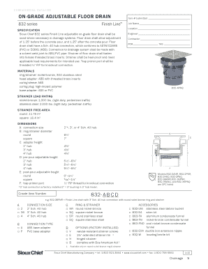 Sioux Chief 832 Series Floor Drain Specification