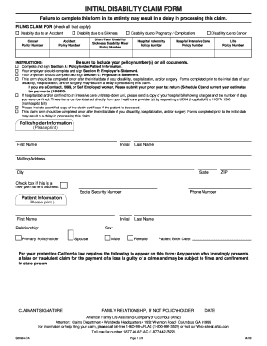 Initial Disability Claim Form