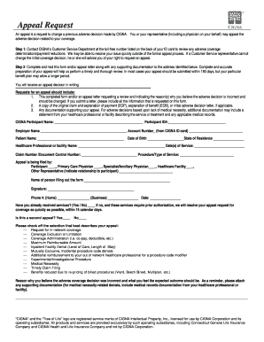 CIGNA Appeal Request Form