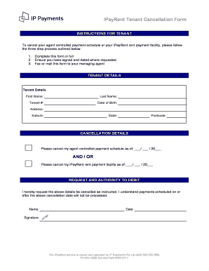 iPayRent Tenant Cancellation Form