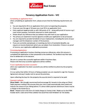 Residential Tenancy Application Form - VIC