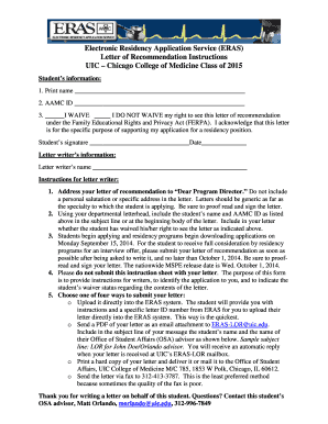 ERAS Letter of Recommendation Form