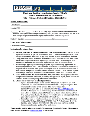 ERAS Letter of Recommendation Instructions