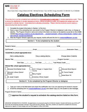 Catalog Electives Scheduling Form