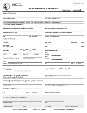 California Request for Live Scan Service