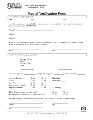 Rental Verification Form