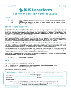 UK Costs Budget Form Precedent H