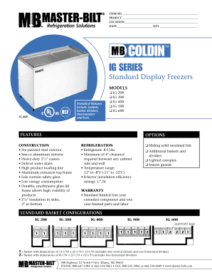 Master-Bilt IG Series Standard Display Freezers Specification Sheet