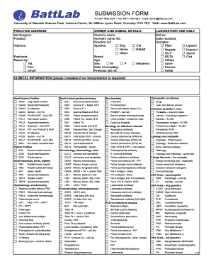 BattLab Veterinary Submission Form