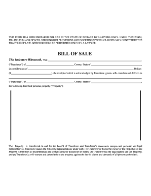 Indiana Bill of Sale
