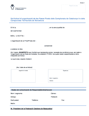 Catalonia Basketball Championship Final Organization Request