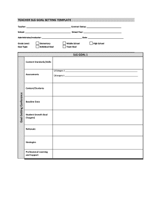 Teacher Student Learning Goal Setting Template