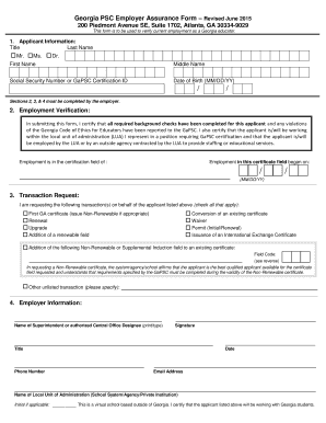 Georgia PSC Employer Assurance Form