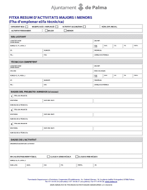 Major and Minor Activities Summary Form