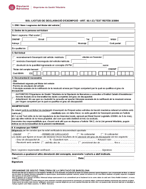 Catalonia Vehicle Tax Exemption Application