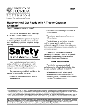 Tractor Operator Safety Checklist