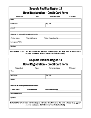 Hotel Registration Credit Card Form