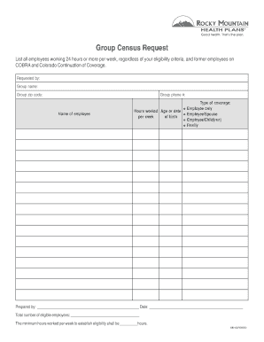 Group Census Request Form