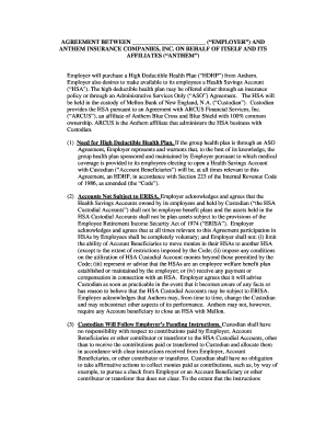 Health Savings Account Agreement