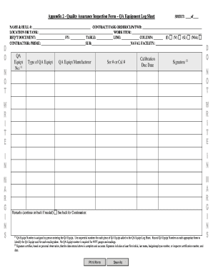 Quality Assurance Inspection Form