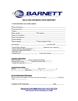 Dealer Information Report