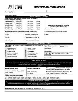 Roommate Agreement Form