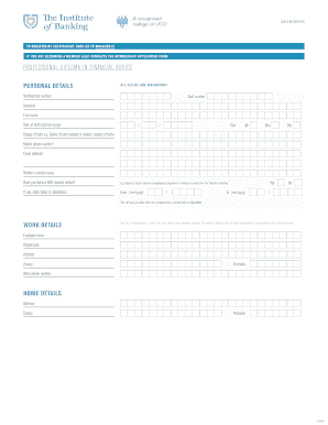 Professional Diploma in Financial Advice Registration Form