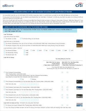 Citibank Account Opening and Service Registration Form