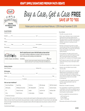 Kraft Simple Signatures Premium Pasta Rebate