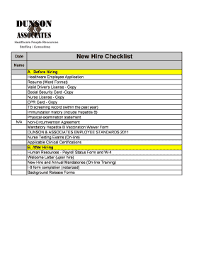 Social security number example - New-hire-checklist-2 - Dunson amp Associates