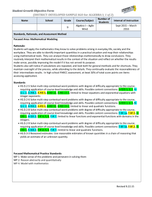 Student Growth Objective Form