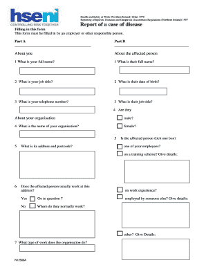 Northern Ireland Disease Report Form