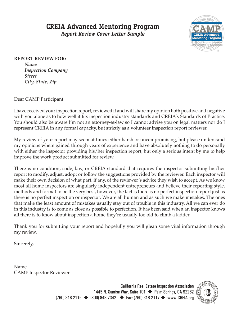 Fillable Online creia CREIA Advanced Mentoring Program California